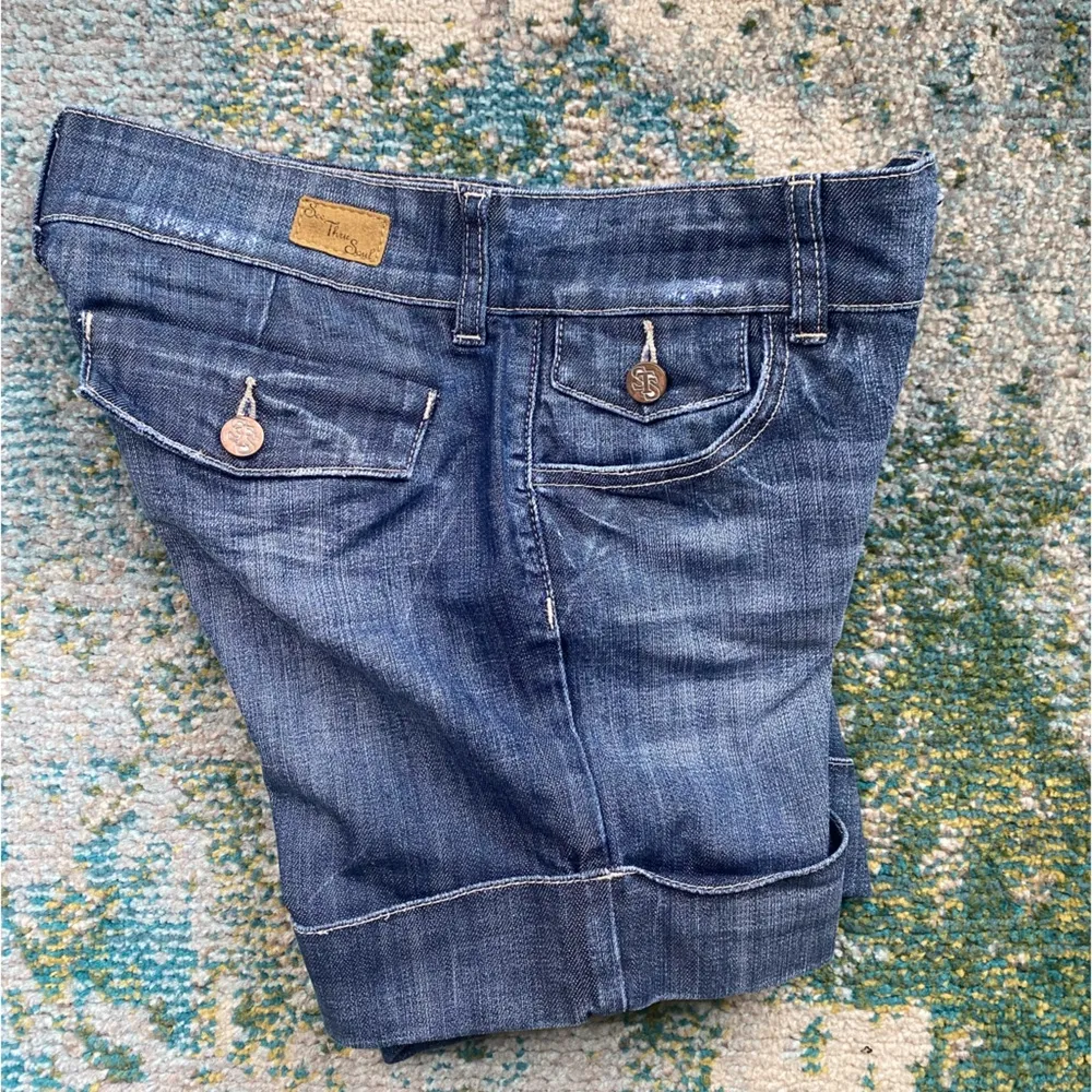 Y2K vintage See Through Soul cuffed trouser jean denim shorts, size 27 - Image 6