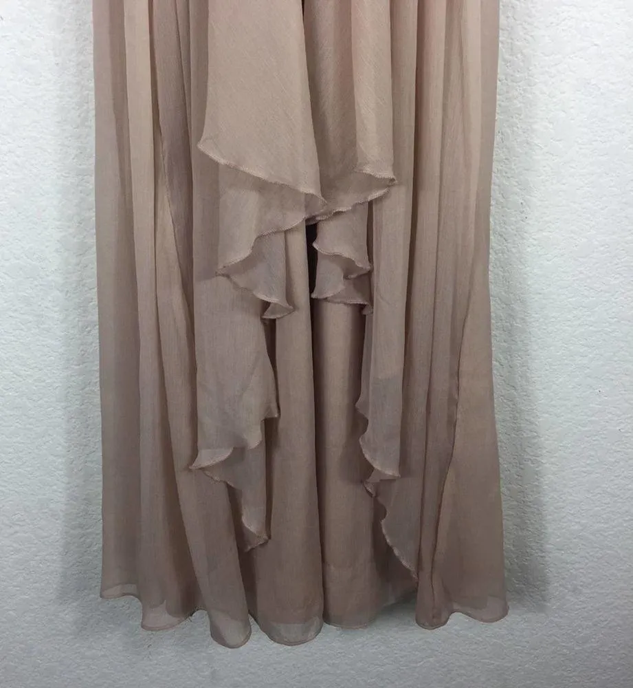 ASOS Design Bridesmaid Pink Blush Pinny Ruched Bodice Chiffon Maxi Dress Size 2 - Image 10