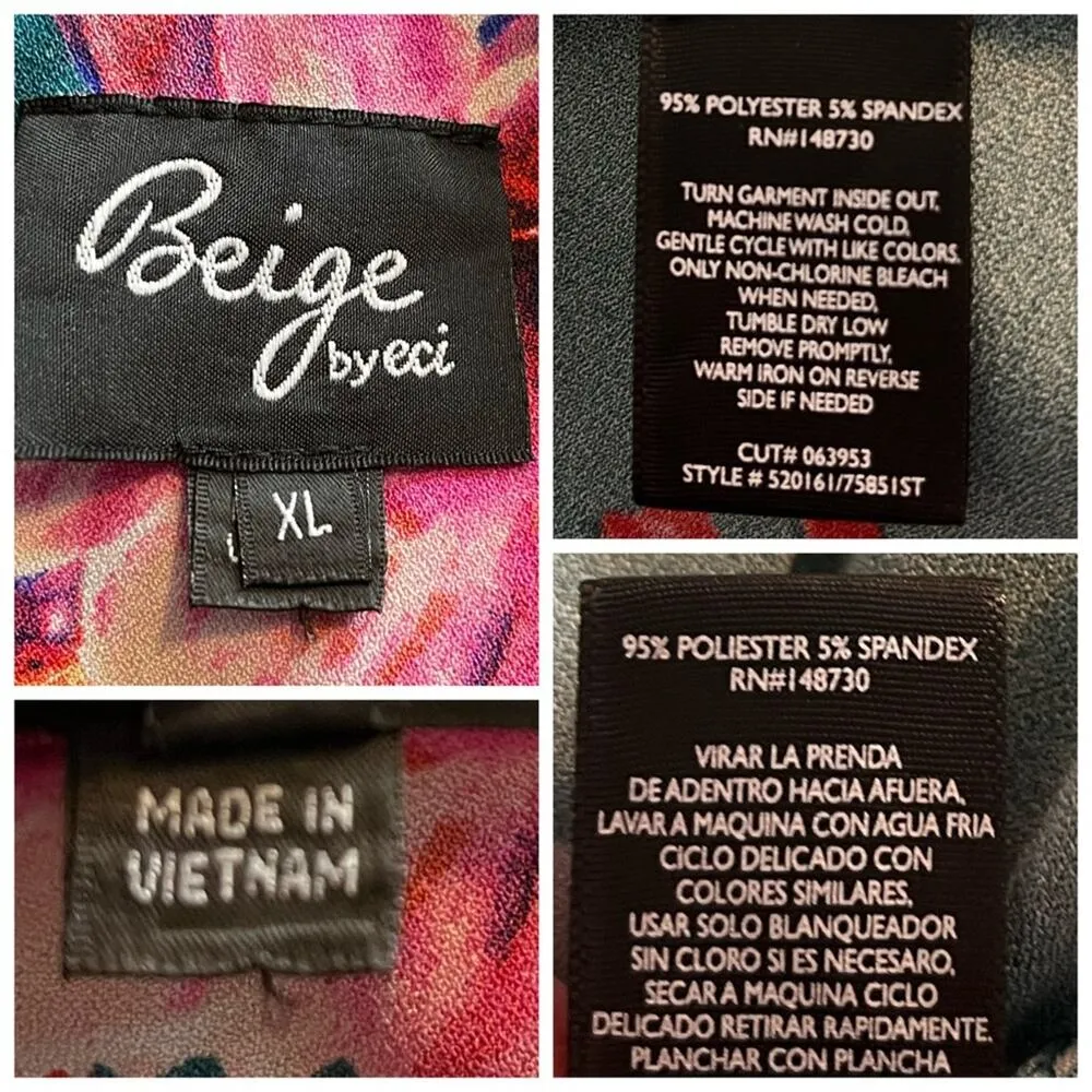 Beige by ECI Jumpsuit V-neck Sleeveless Crop Tie Waist Teal Pink Floral Size XL - Image 13