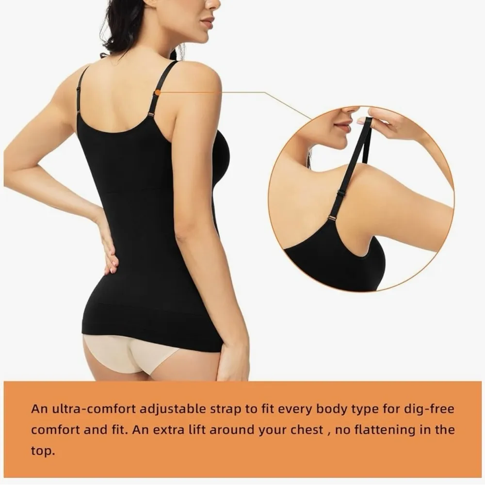 ATTLADY Women's Scoop Neck Compression Cami Tops Size XL Black - Image 4