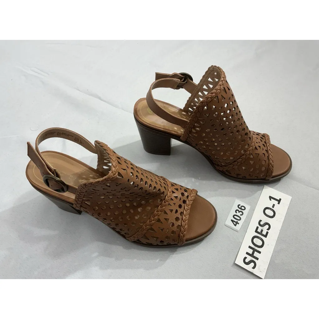 Womans Big Buddha Sandal Shoes 8 Brown Vented Slingback Open Toe Block Heel - Image 2
