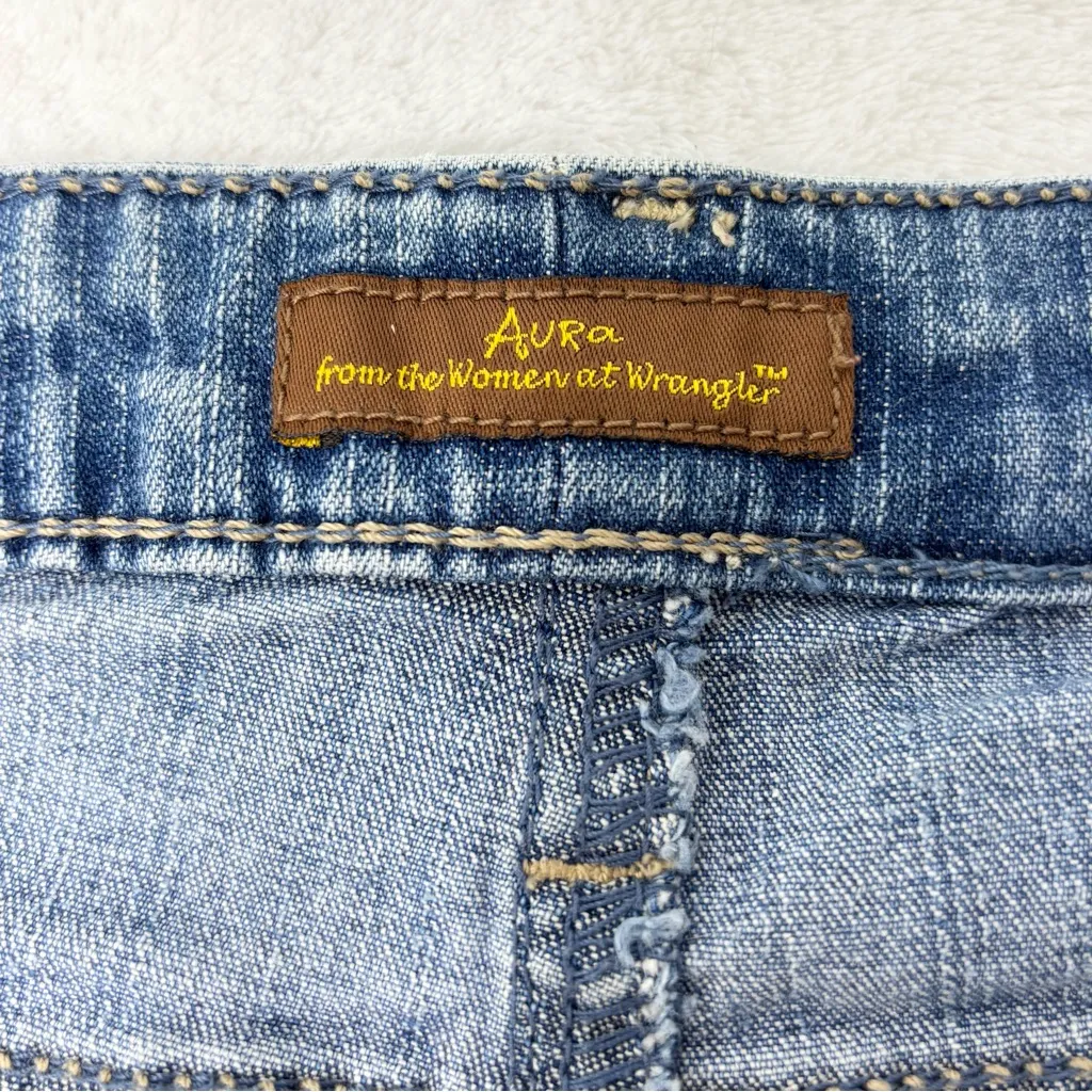Wrangler Vintage Aura Blue Jeans with Brown‎ Label Denim Pencil Skirt Size 12 - Image 4