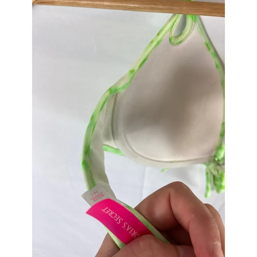 Victorias Secret Green Patterned Bikini Top size 34C - Image 3