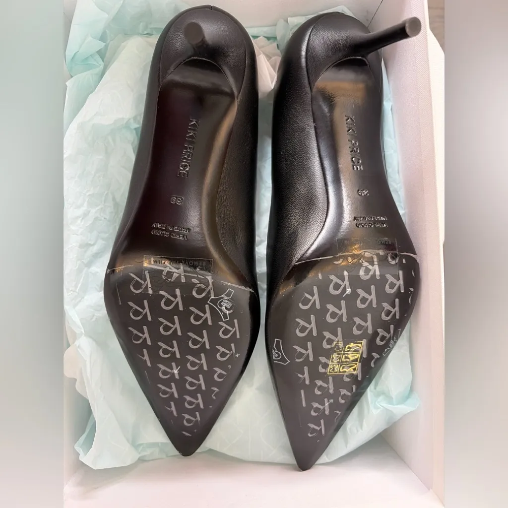 Kiki Price Black Nappa Leather Pointed Toe Pumps EU 39 Made in Italy(B105) Size 7 - Image 7
