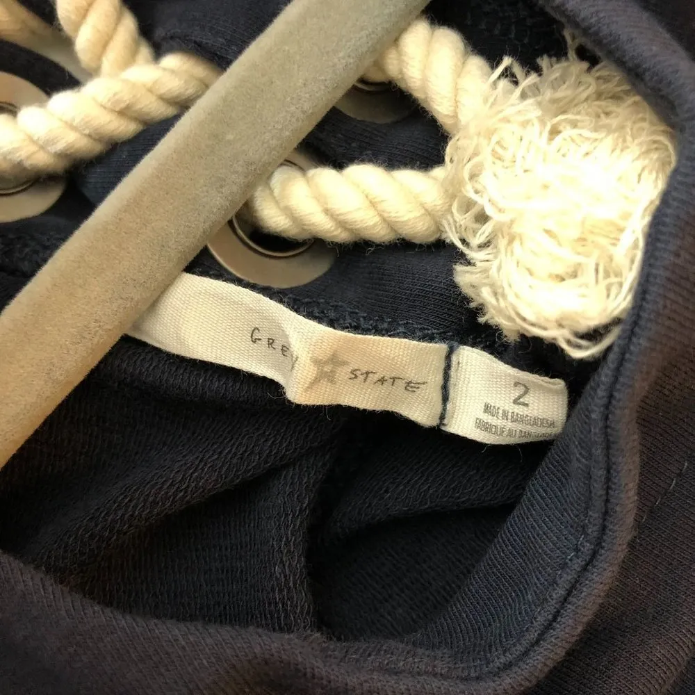 Grey State Womens Mini Dress Sleeveless Ruffle Trim Hem Lace Up Back Blue 2 - Image 3