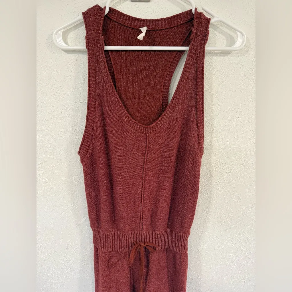 Anthropologie Daily Practice Cropped Knit Wide Leg Jumpsuit XS Auburn - Image 5