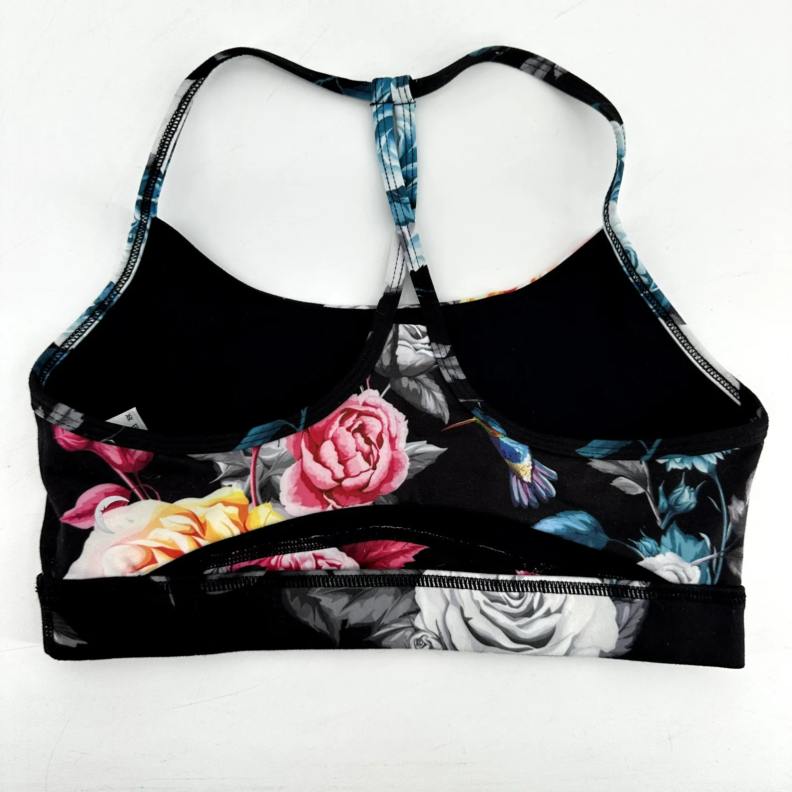 Zyia Active Floral Sports Bra Cross Back Yoga Workout Gym Black Multicolor M - Image 5