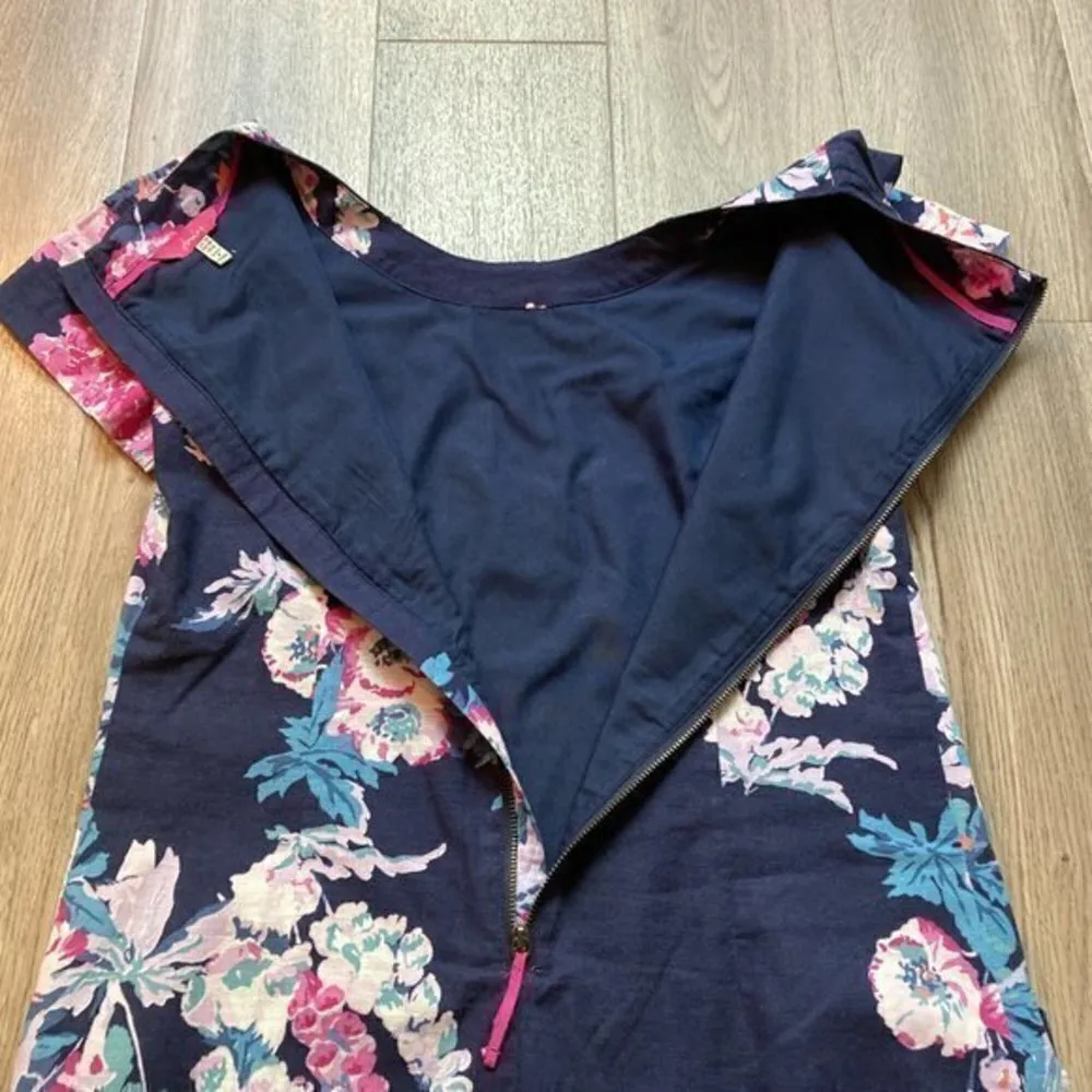 Joules Krista Popover Floral Linen Blend Dress Size 6 Blue - Image 11