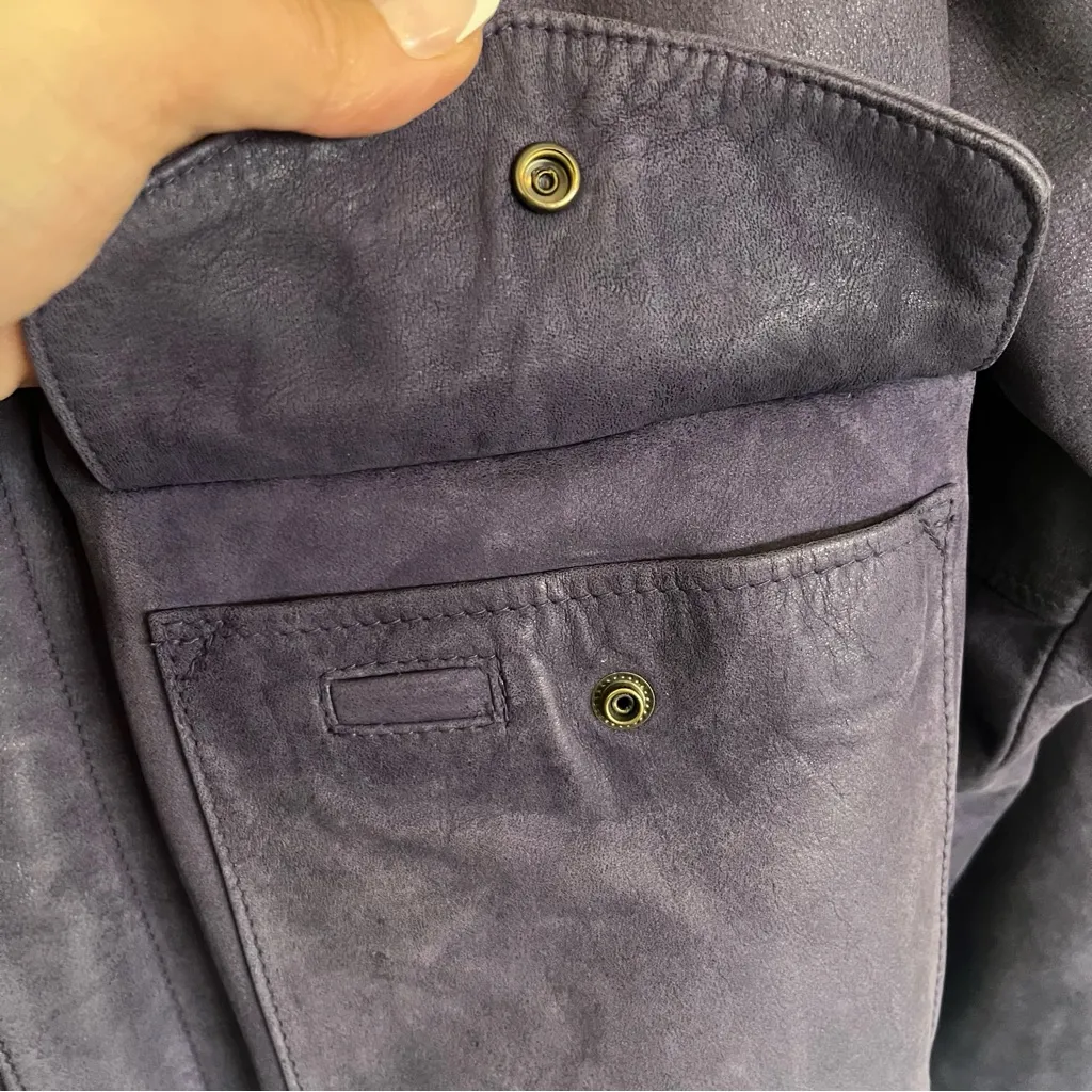 Purple Vintage Leather Paris Sport Club Bomber Jacket Size S - Image 4