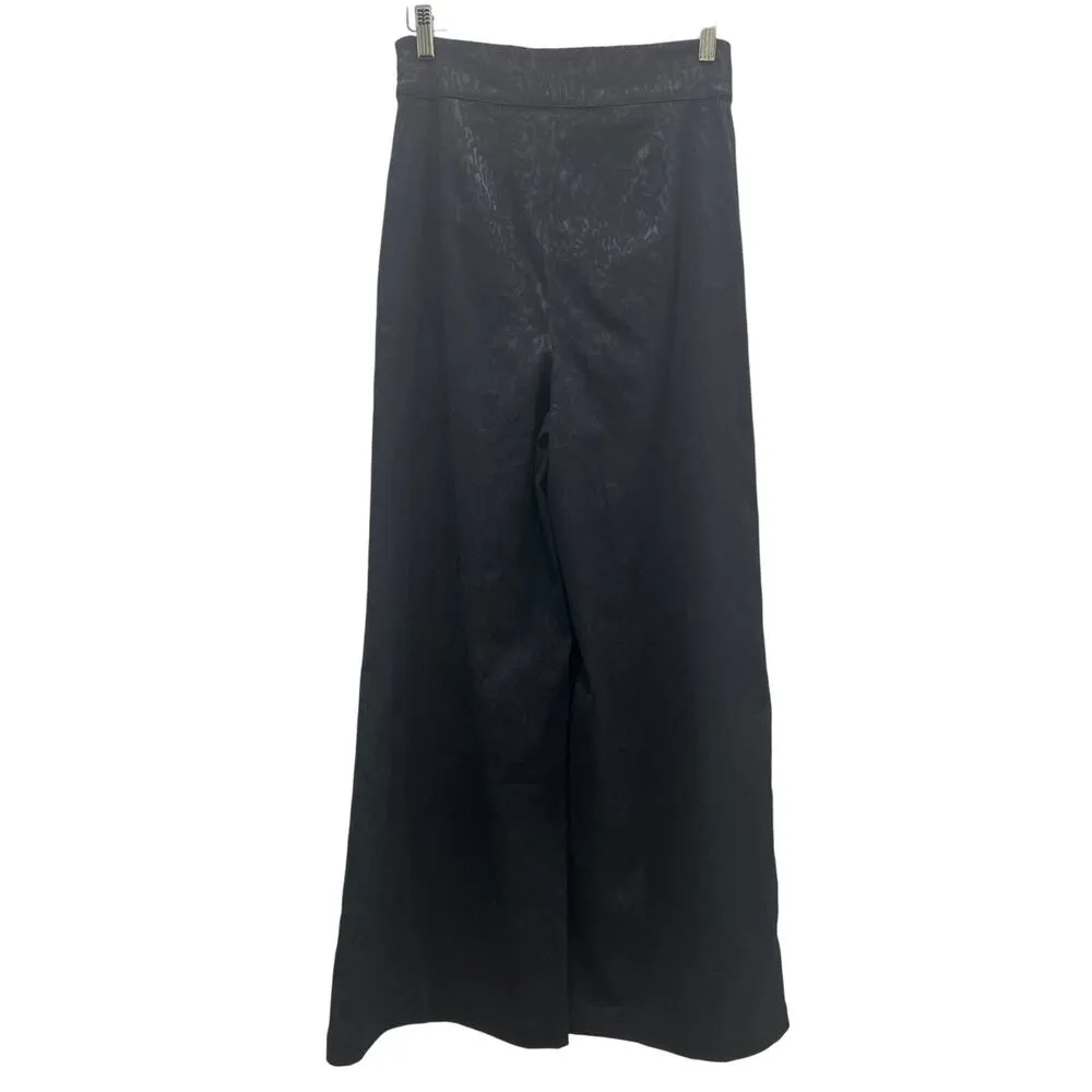 Free People Satin Leopard Brocade Print High Waisted Trousers Sz 6 - Image 4