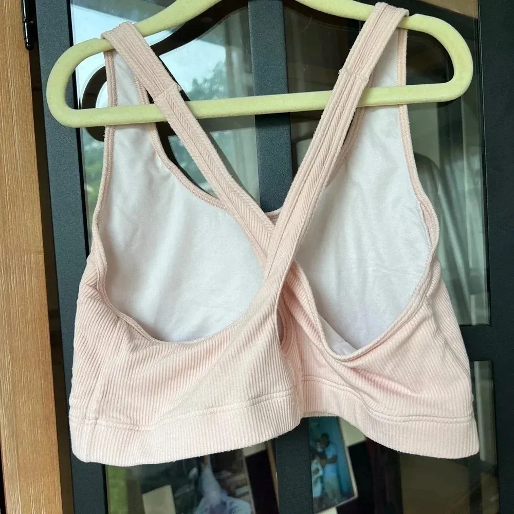 Tommy John Ribbed Bralette tank Second Skin criss cross back modal blush rude Pink - Image 4