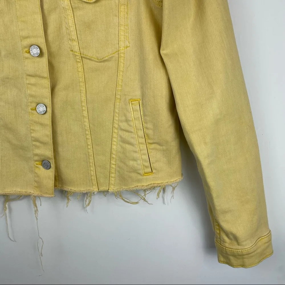 GAP Yellow Denim Jacket Raw Hem Distressed Sz Small Boho Western - Image 6