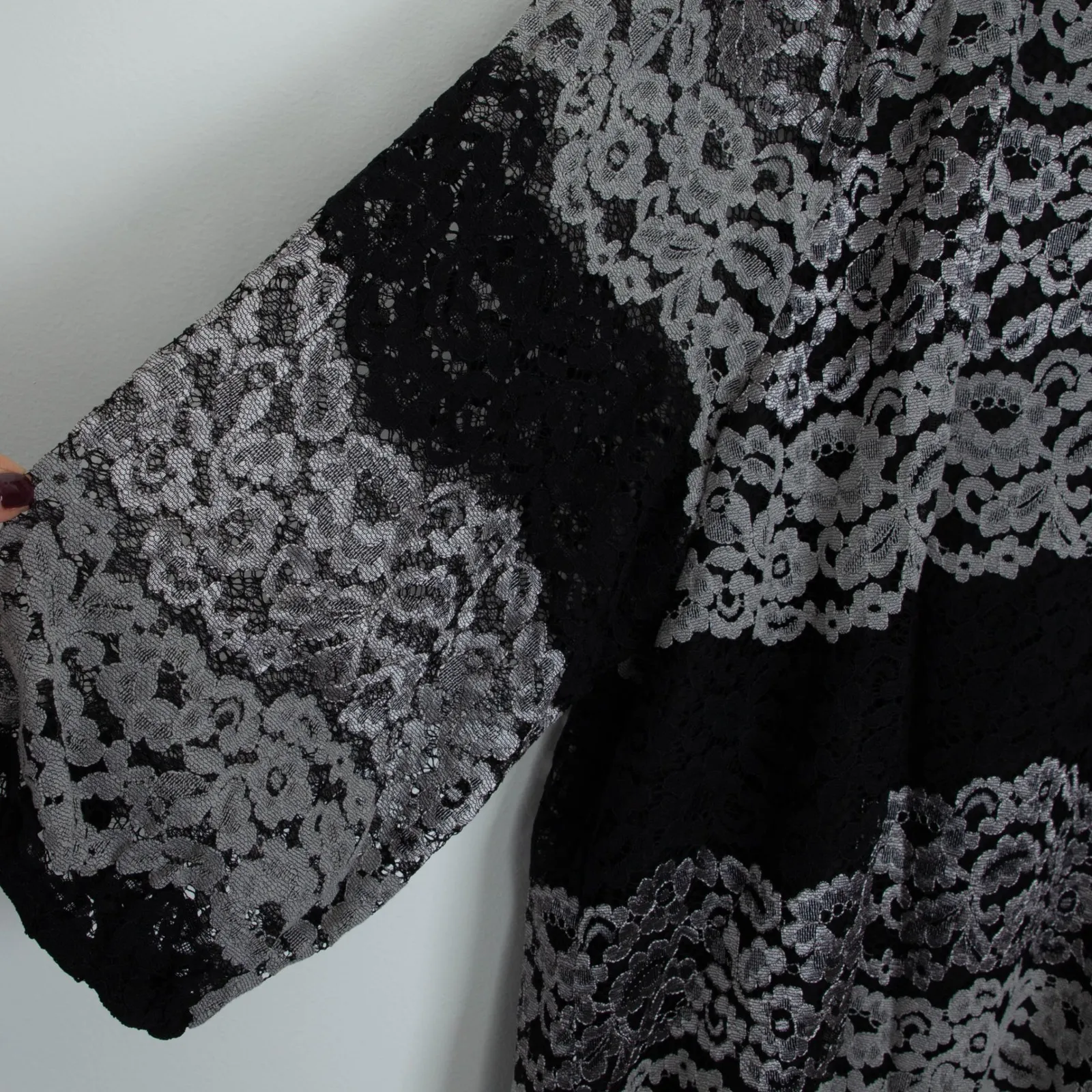 Catherines Womens Floral Lace Overlay Tunic Top Size 4X Whimsigoth Dark Romantic - Image 9