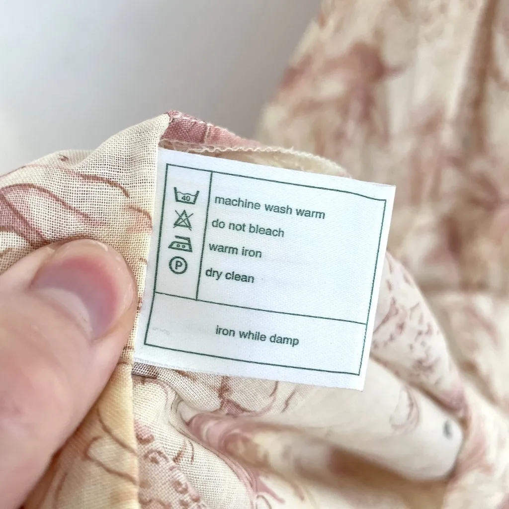 VINTAGE VTG LAURA ASHLEY Cream Beige Pink Floral Cottagecore Midi Tea Dress 12 - Image 13