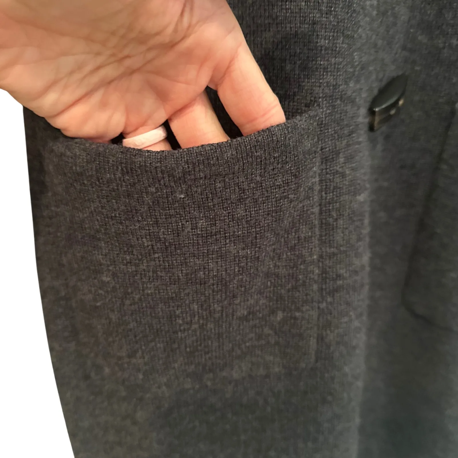 Ellen Tracy Wool Cardigan Sweater Women's Small Charcoal Career Classic Preppy - Image 6