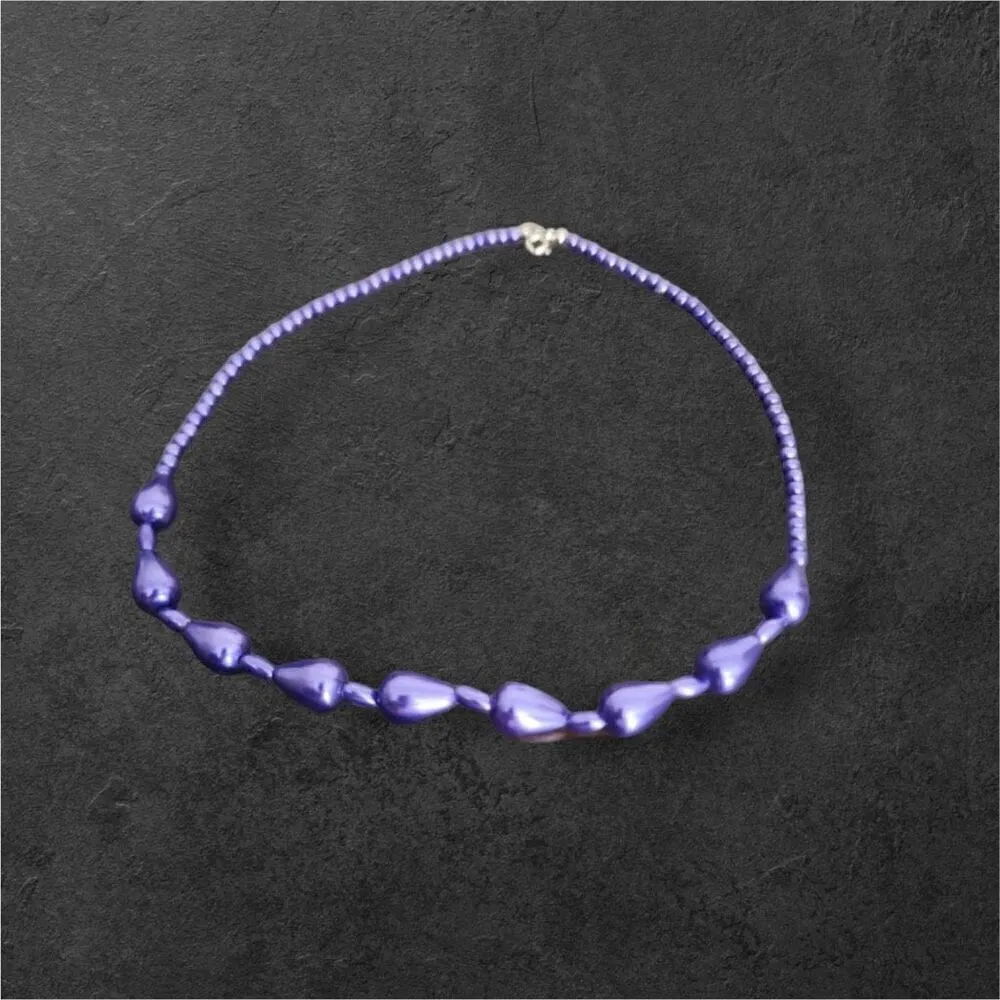 Vintage Y2K Women’s Purple Beaded Choker Princess‎ Necklace 90’s Clueless Bold - Image 3