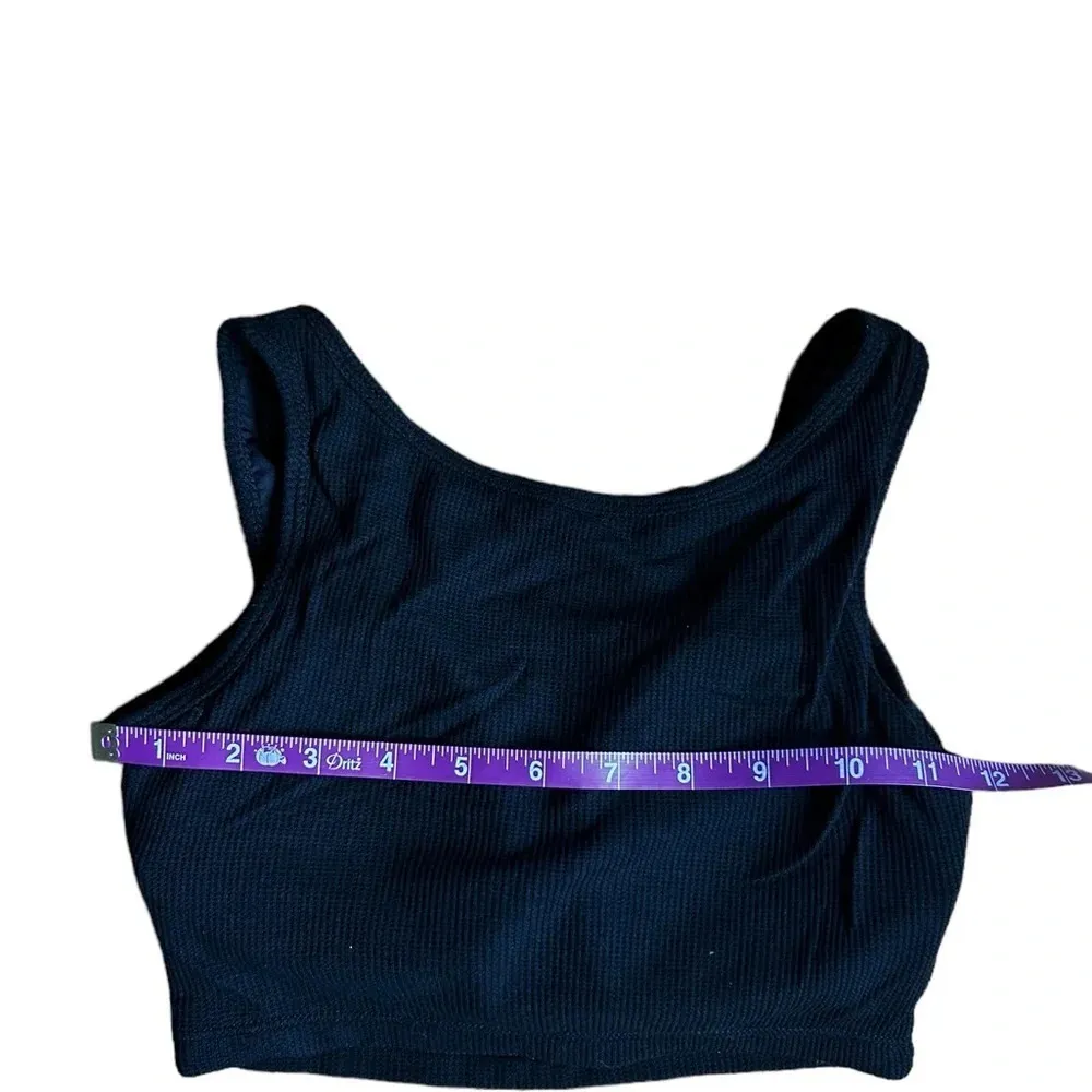 Klassy Network Henley cropped bra top scoop neck ribbed Black Size XS - Image 6