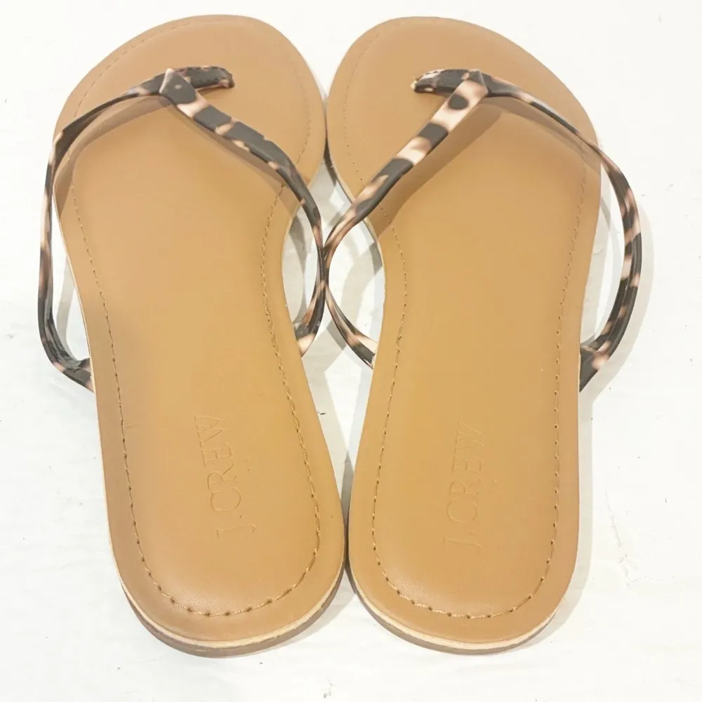 J. Crew Women’s Size 10 Strappy Thong Sandals Animal Print Flat Sole NEW - Image 4