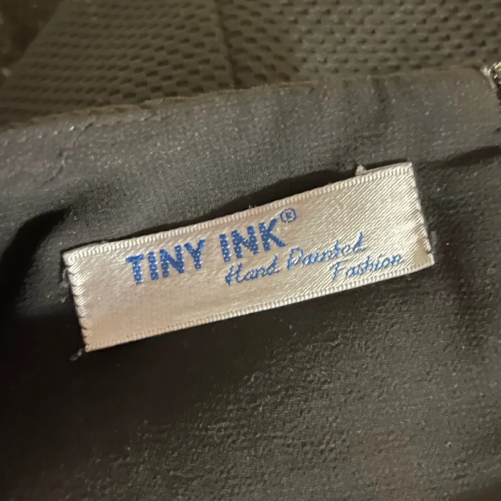 Tiny Ink black mini dress hand painted artisan - Image 6