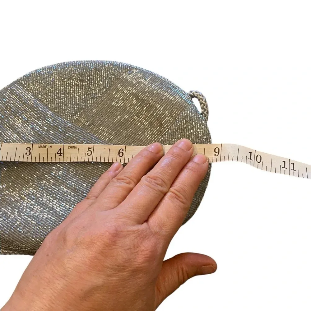 vintage genie silver beaded formal bag / purse - Image 11