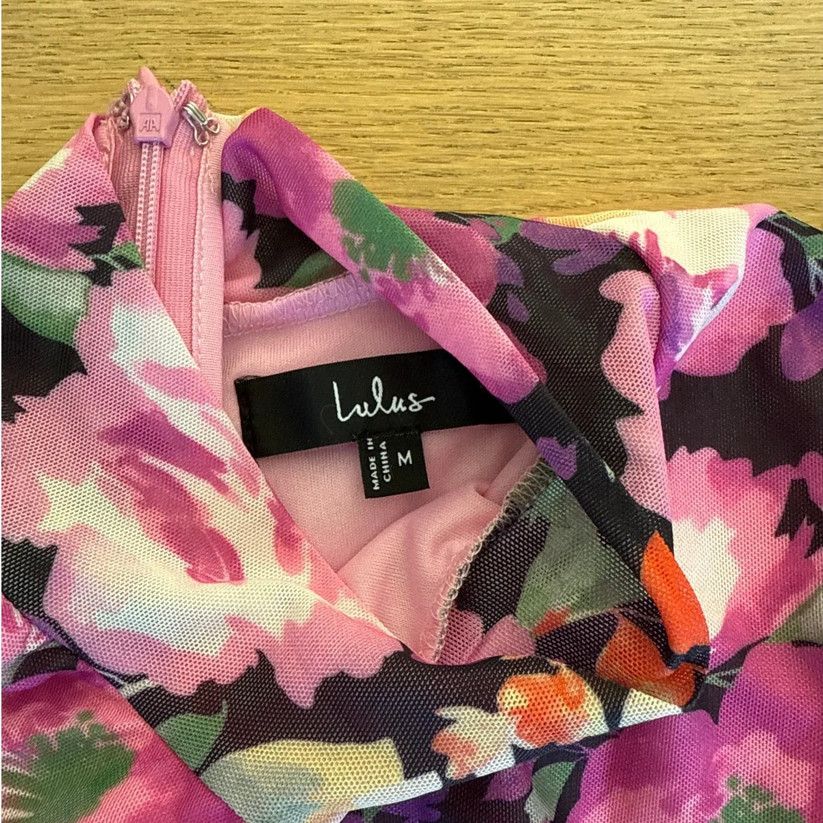 Lulu's - Prettiest Energy Multi Floral Mesh Long Sleeve mini Dress Purple Black - Image 2