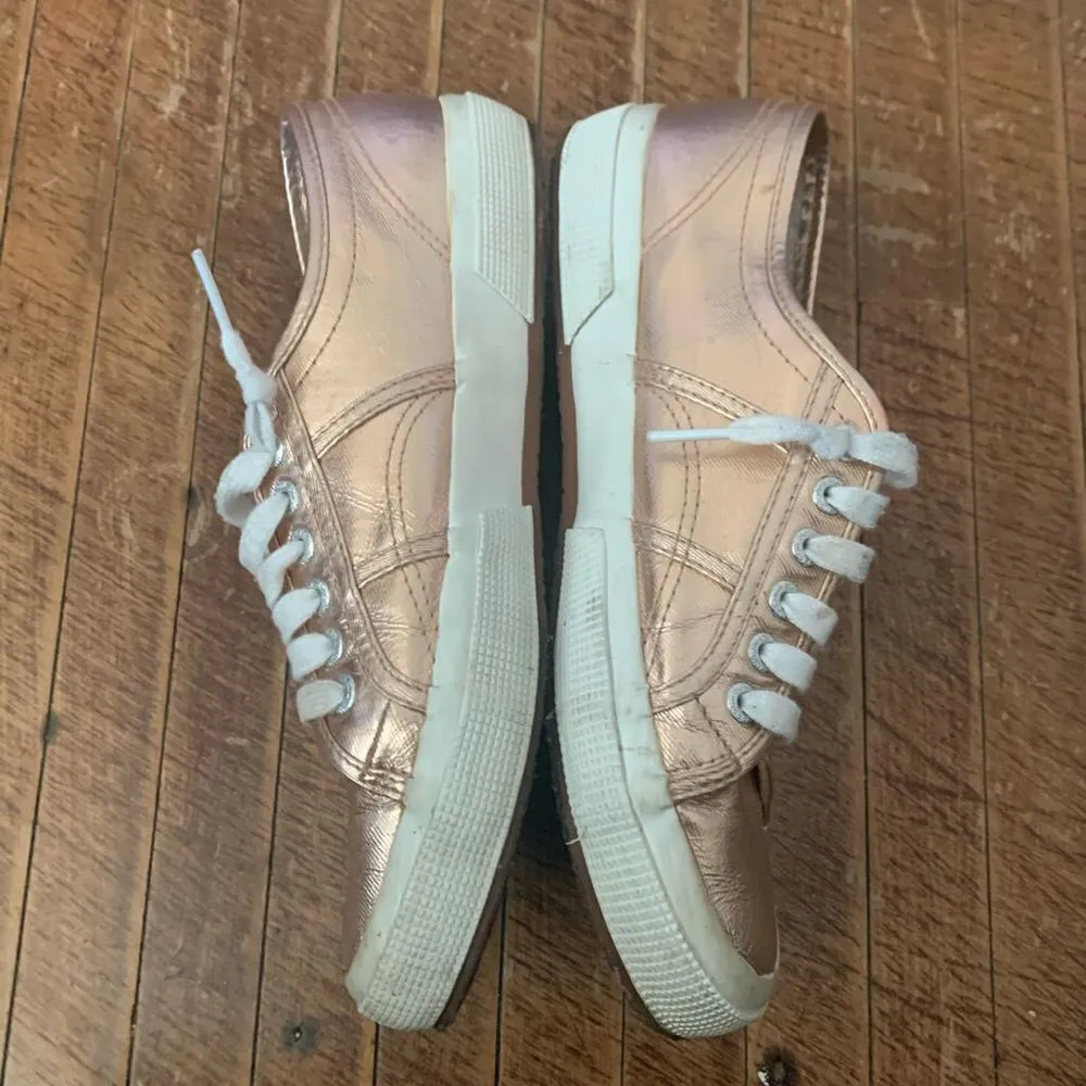 Superga rose gold lace up royalcore Princess Kate style US10 sneakers - Image 3