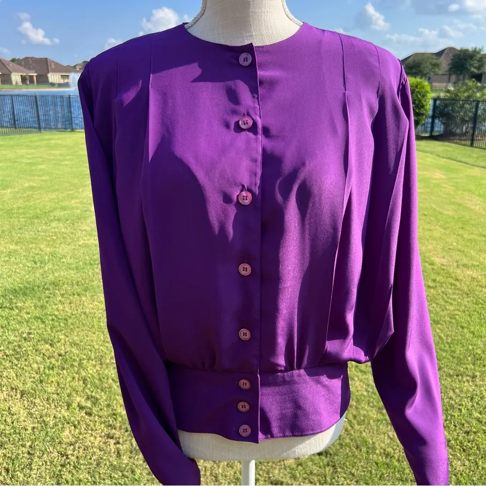 Christian Dior vintage Purple Button-Up Blouse - Image 3