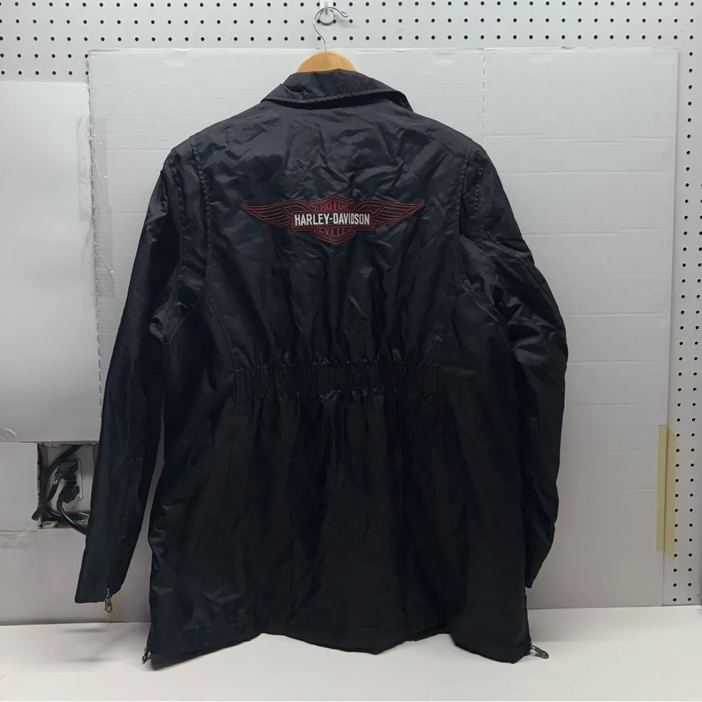Harley Davidson Satin Quilted Windbreaker Jacket Black Size XL - Image 9