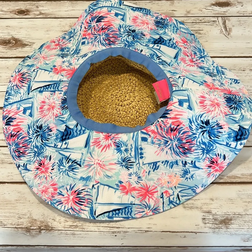 Lilly Pulitzer Beach Hat in Sea to Shining Sea Fireworks Tropical Summer - Image 5