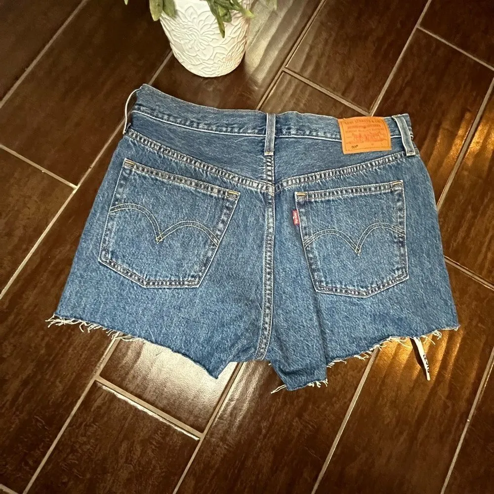 Levi's 501 High Rise Logo Drawstring Button Fly Denim Short Sz 29 - Image 6