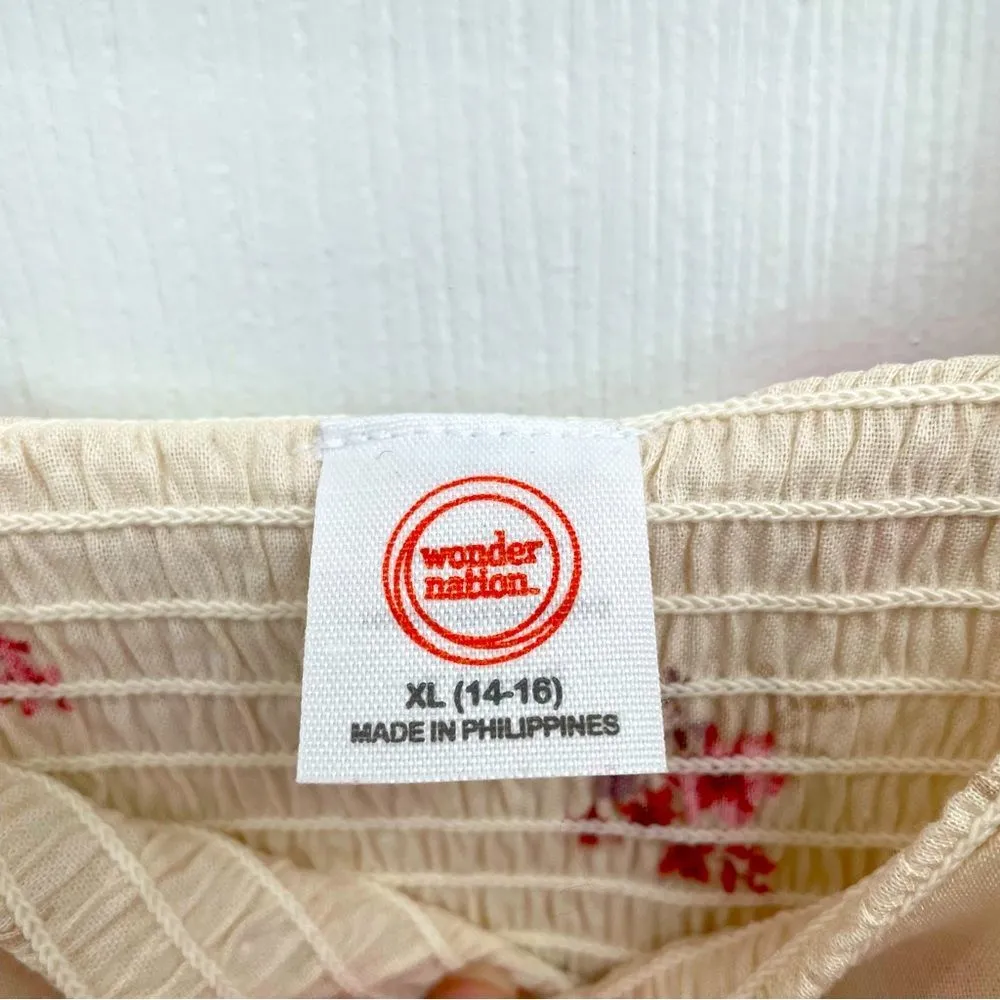 Wonder Nation Elastic Kerchief Floral Cream Crop Top Women’s Size XL - Image 2