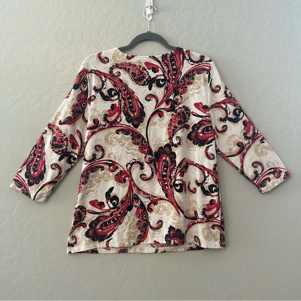 JM Collection bundle of three women's blouses in cream, black and blue large - Image 7