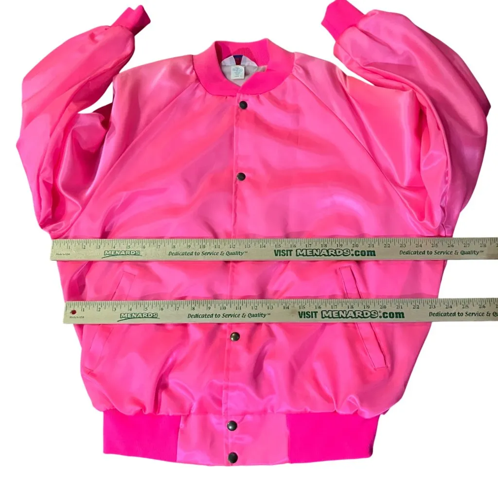 Vintage West Ark Pink Satin Bomber Jacket Women's XL Made in USA Used - Image 7