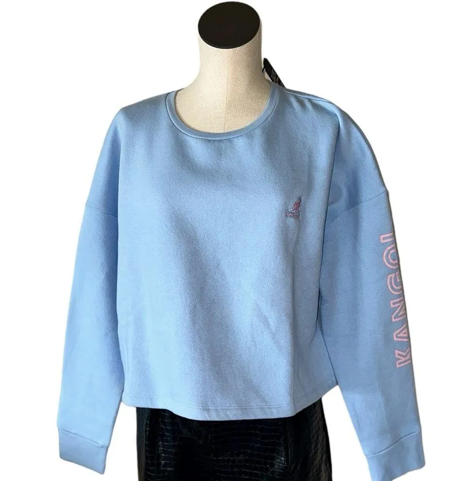 NWT KANGOL BORN BRITISH Light Blue Sweatshirt Kangaroos Patch Size XXL - Image 2
