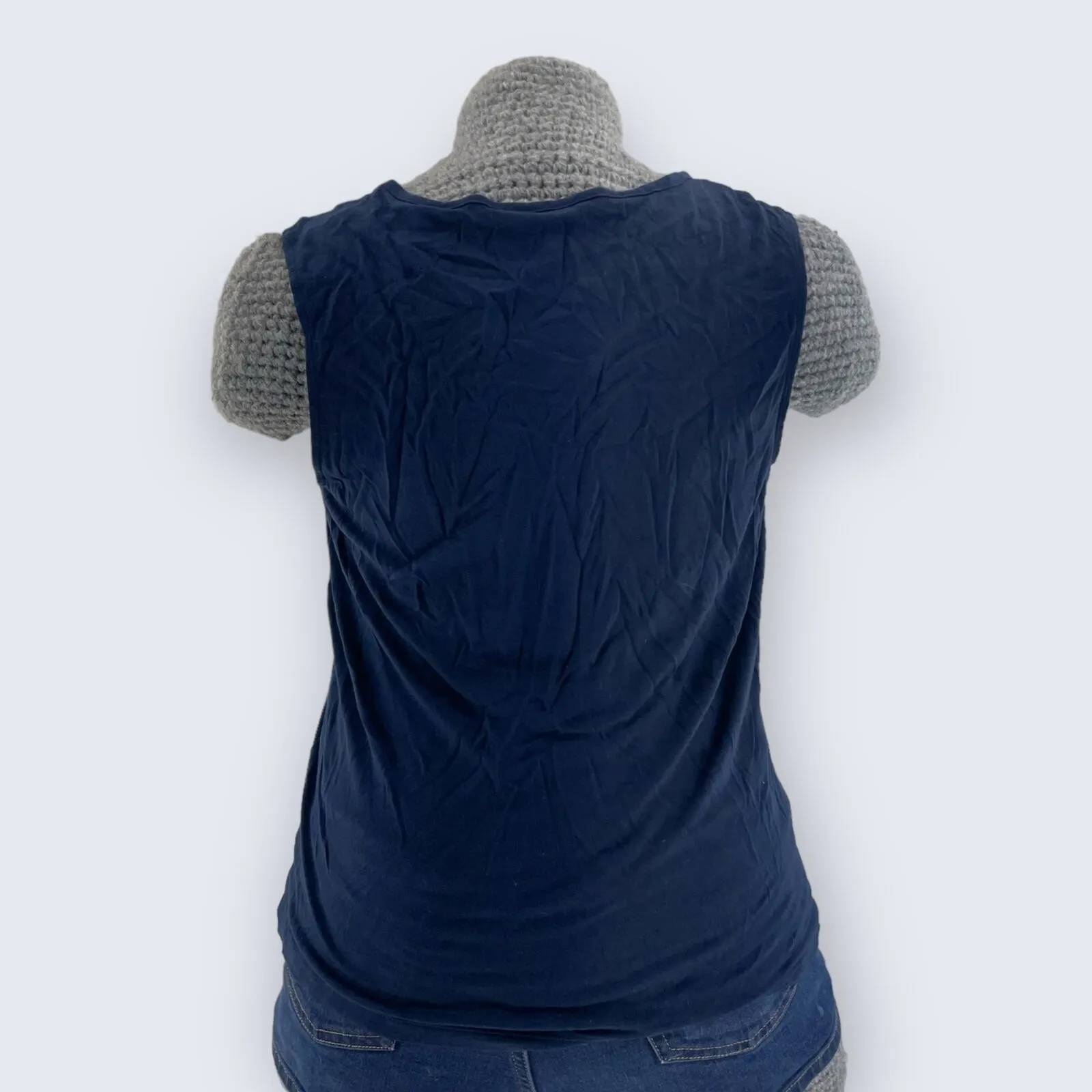 CAbi Navy Blue Rayon Crossover Wrap Surplice Keyhole Sleeveless Tank Style 300 S - Image 2