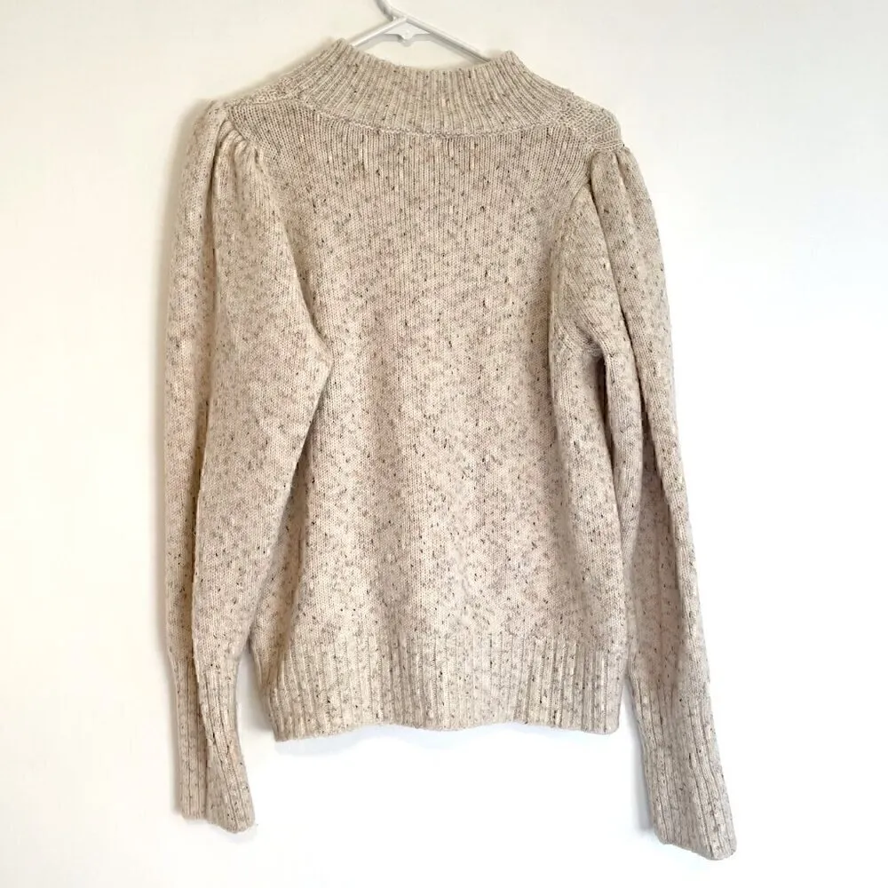 SUGARLIPS ANTHROPOLOGIE Darby Marled Sweater Cream Oatmeal Cable Knit Mock Neck - Image 13