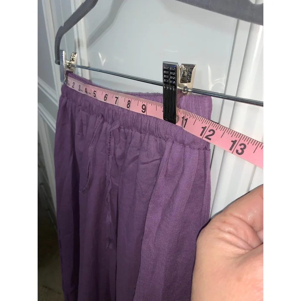 NWT Women's Purple Floral Midi Skirt Lace Trim Size‎ Large Casual Elastic Waist - Image 7