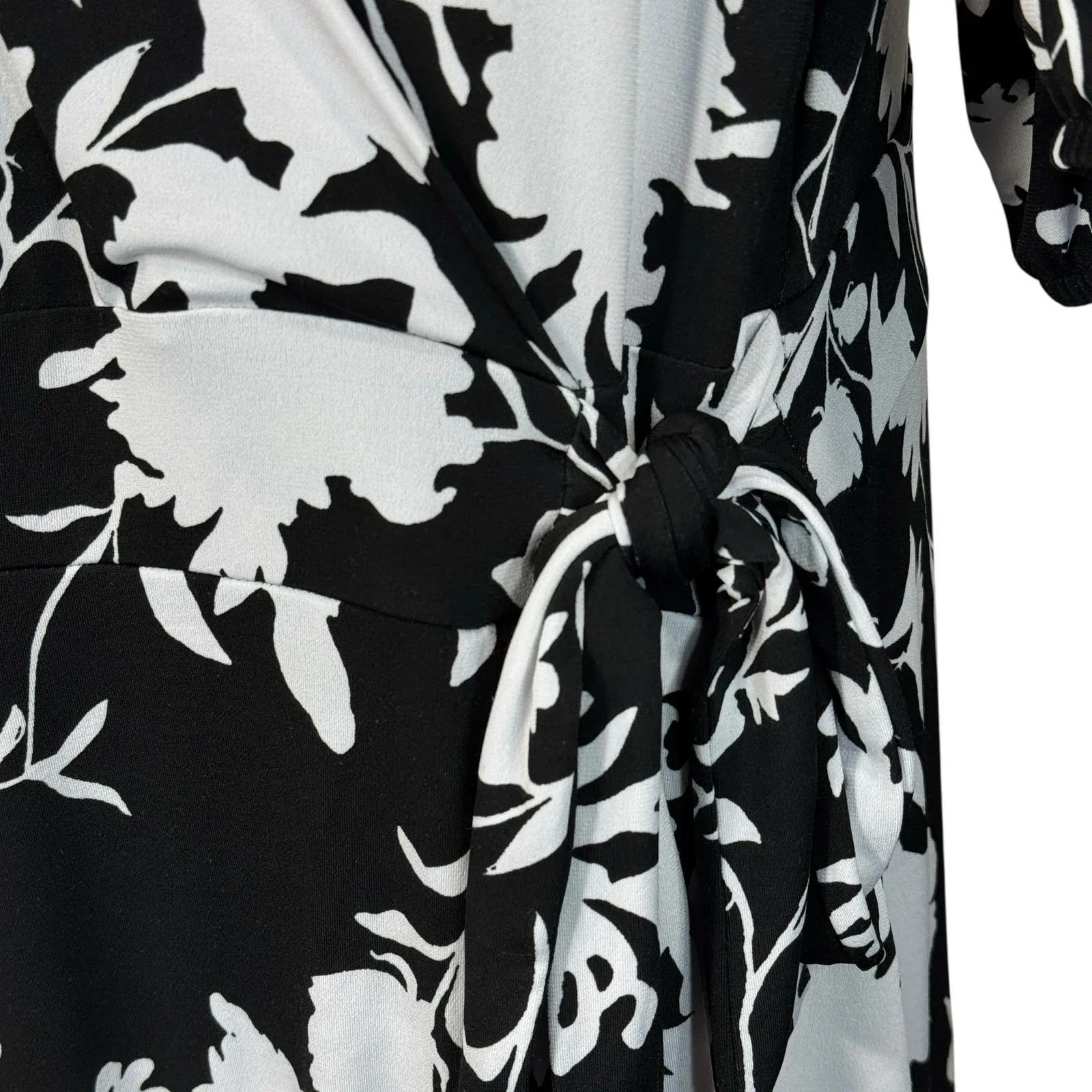 Lane Bryant SZ 20 Hi-Low Midi Dress Faux Wrap Floral Stretch Surplice V-Neck - Image 10