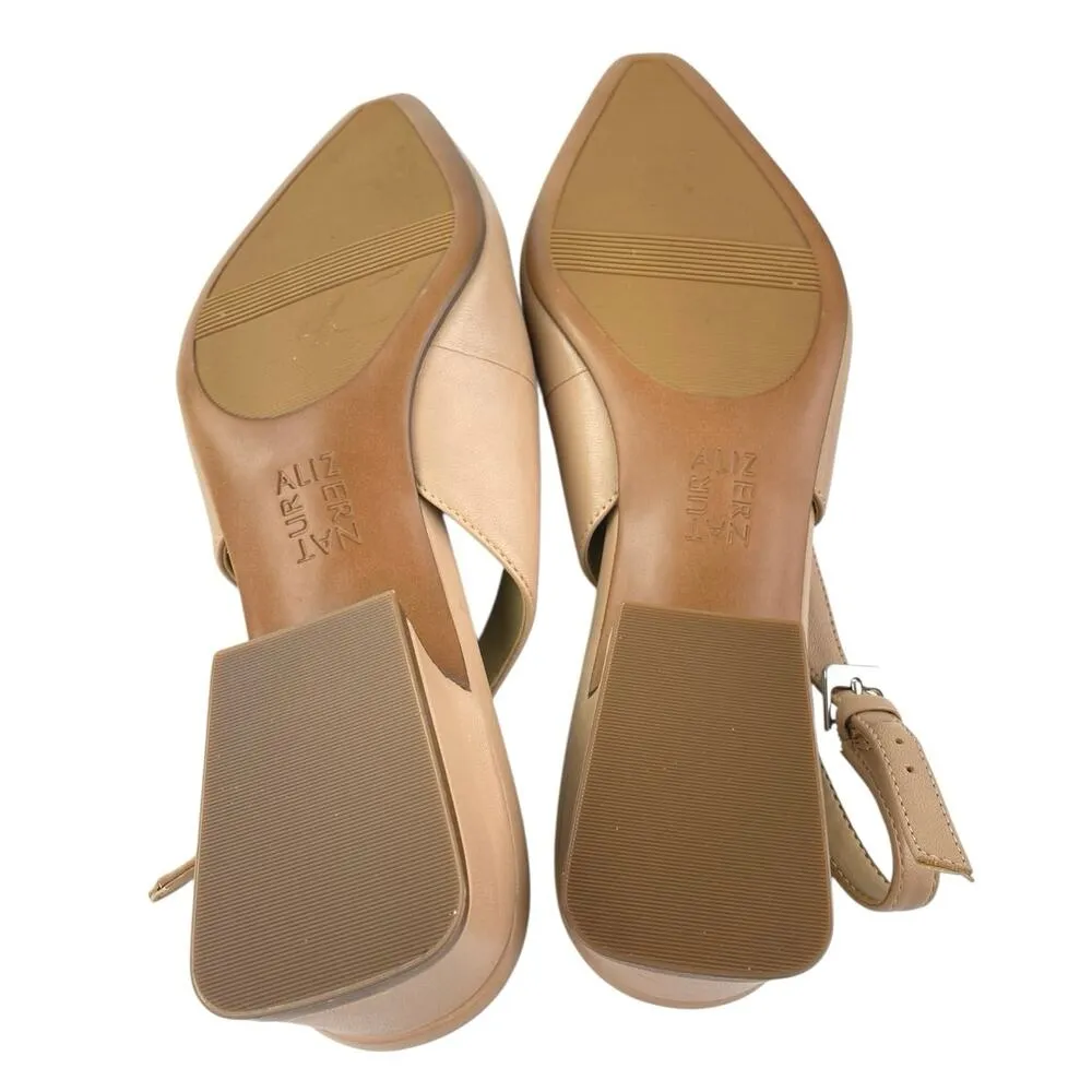 Naturalizer Lesley Women's Tan Nude Leather Pointed Toe Slingback Pumps Shoes 10 - Image 4