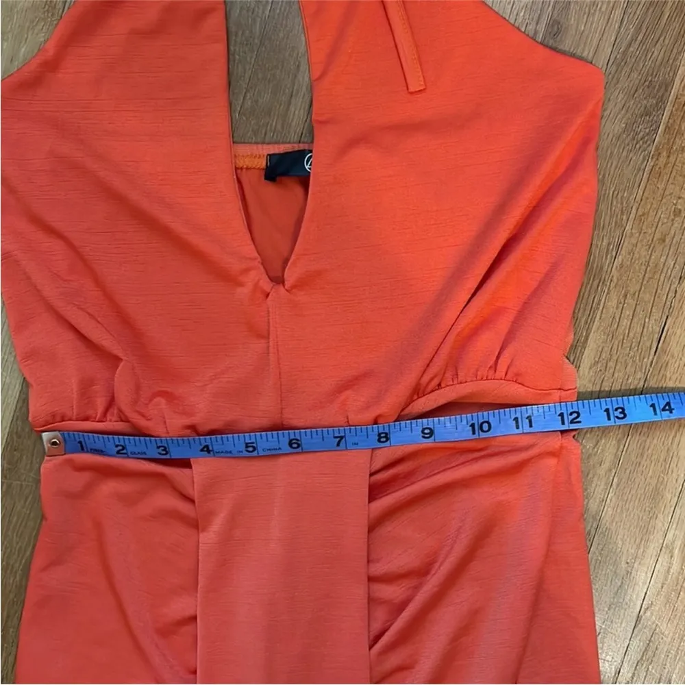 Missguided halterneck ruched front maxi dress tangerine orange NWT size 2 - Image 11