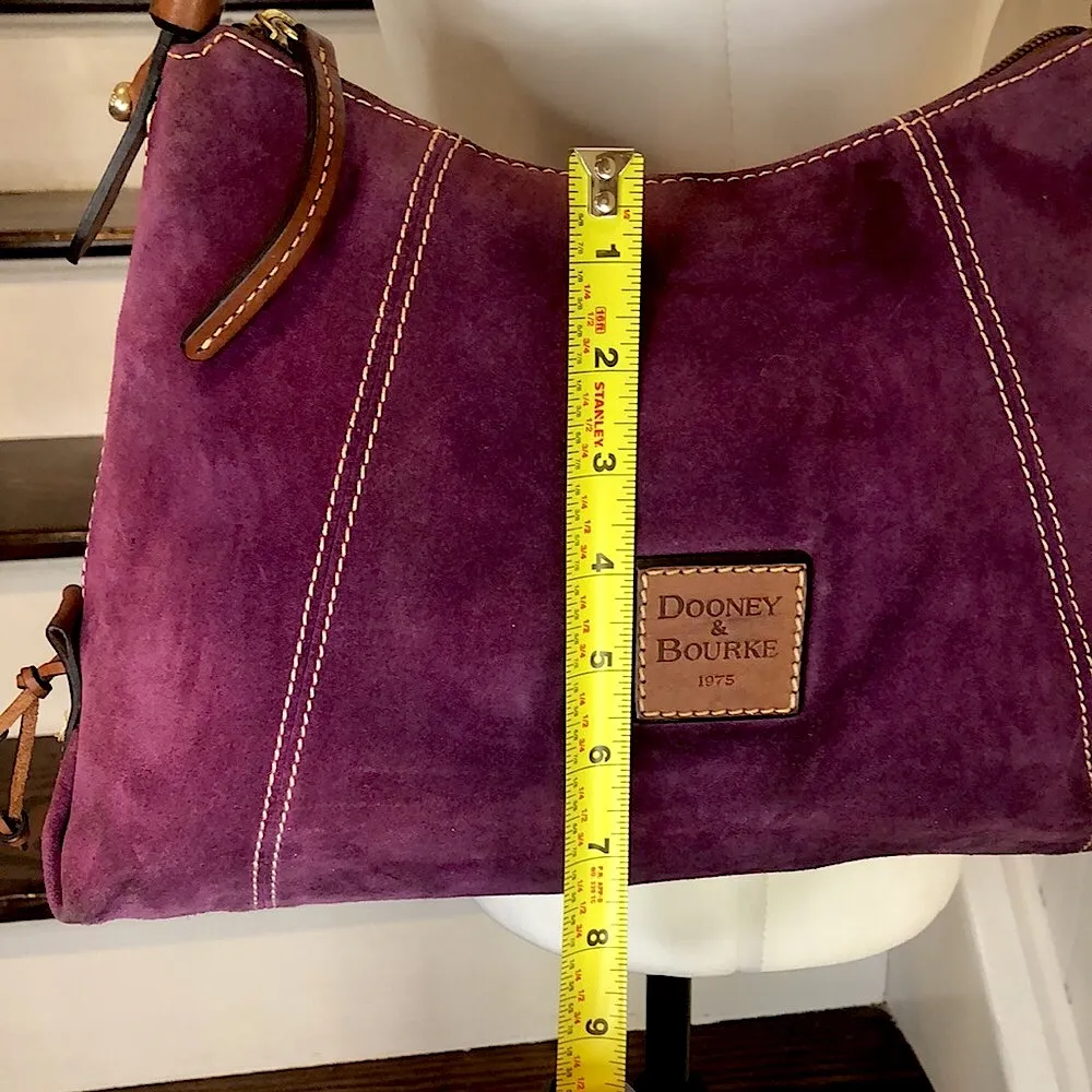 DOONEY BURKE Purple Suede Brown Leather Hobo Shoulder Bag w Dooney Duck HangTag - Image 6