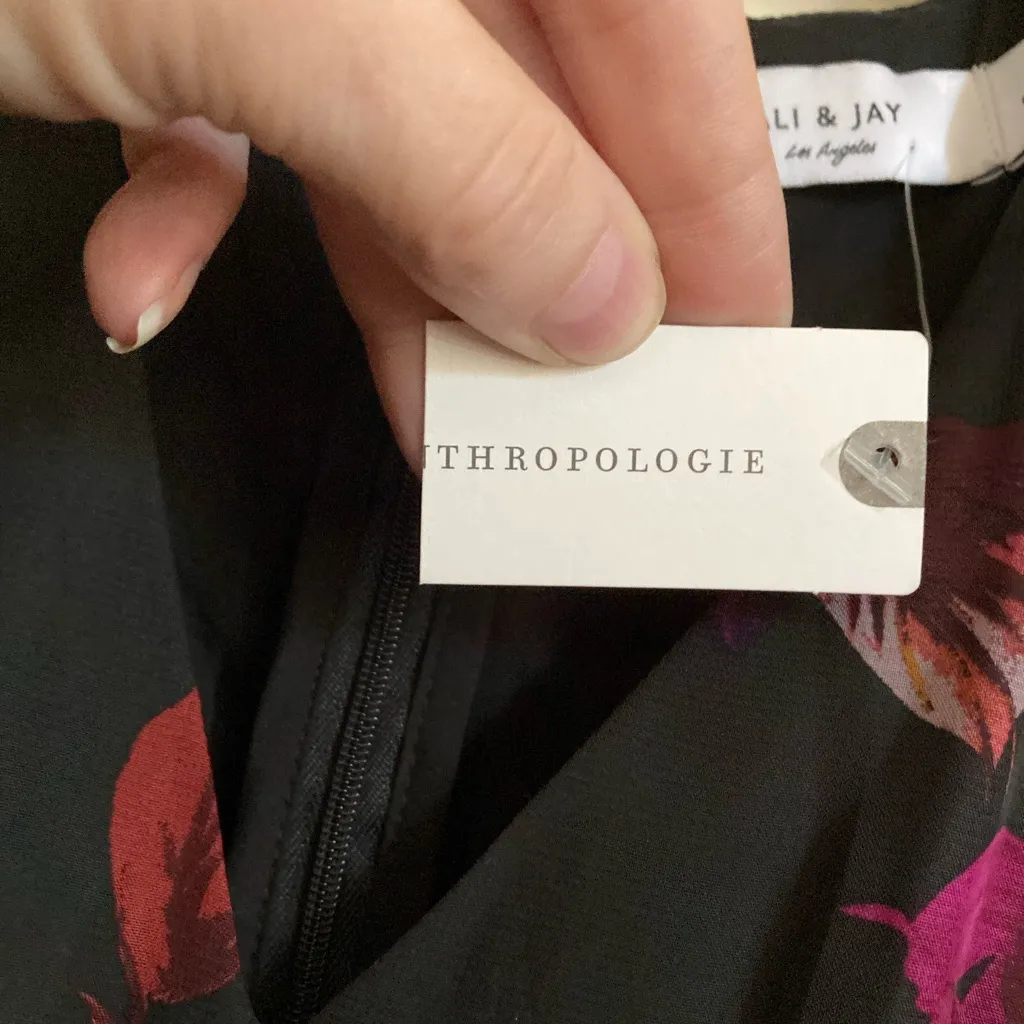 Anthropologie Ali & Jay New Black Floral V-Neck Long Sleeve Romper #MBG - Image 3