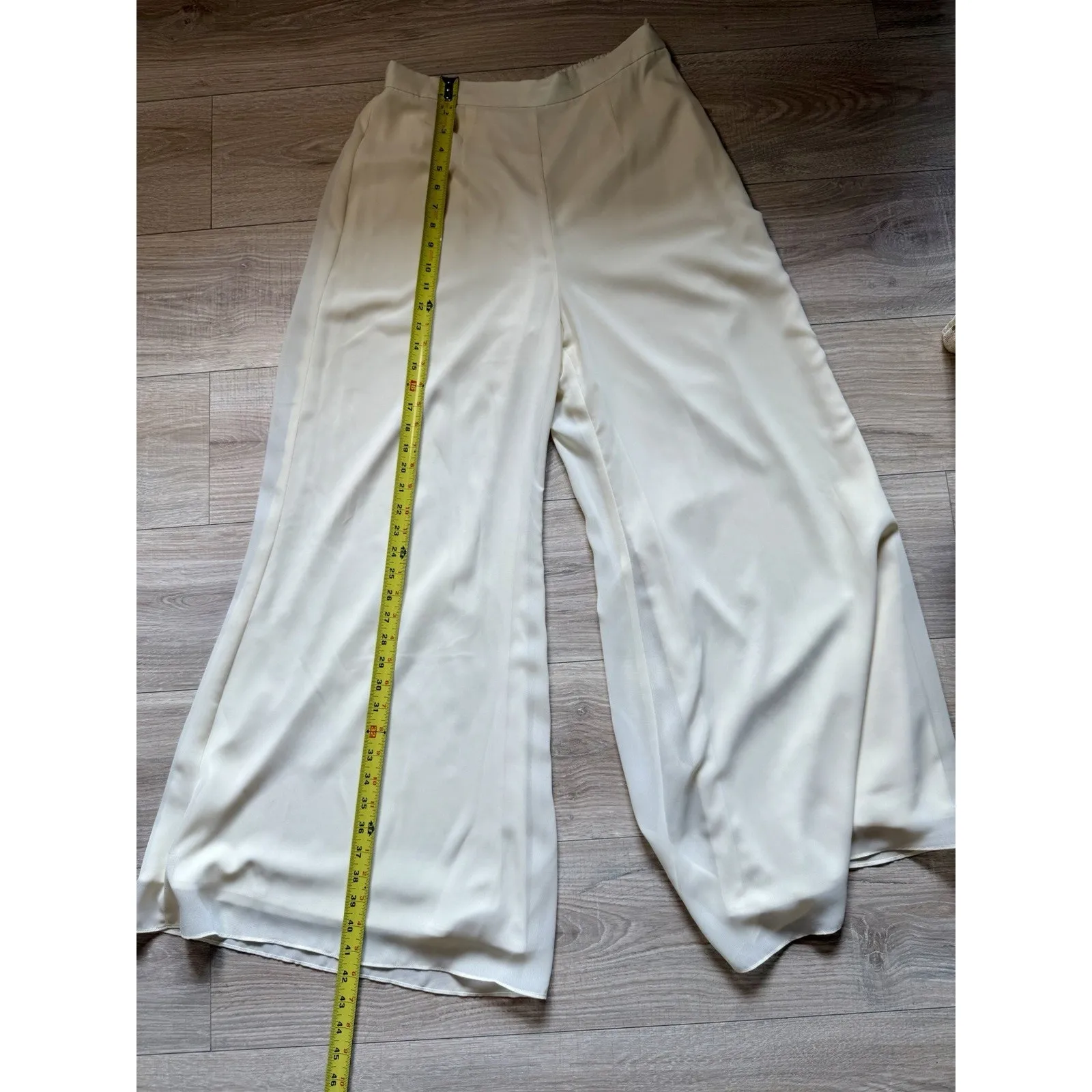 Coldwater Creek Ivory Lace Jacket & Chiffon Wide-Leg Pants Set Size 12 - Image 13