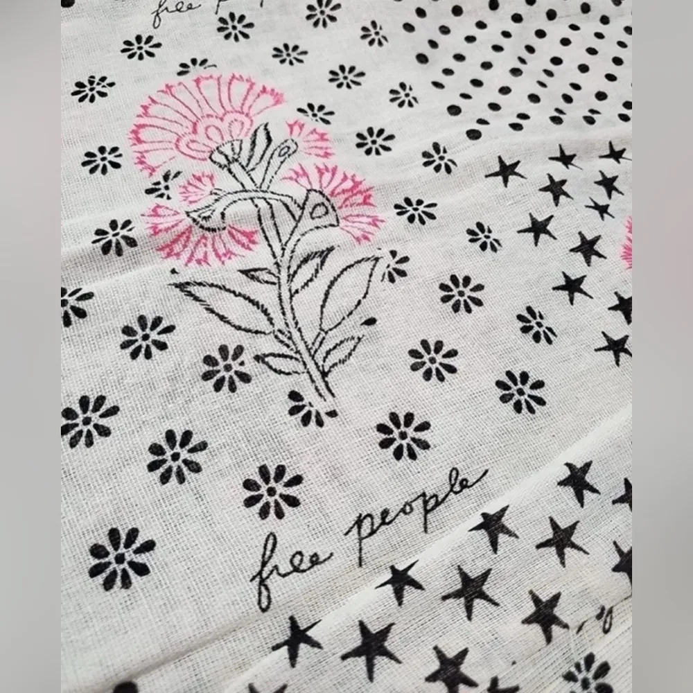 Stars & Flowers and Dots Tote Boho  Shopping Bag Pink Black Packable - Image 4