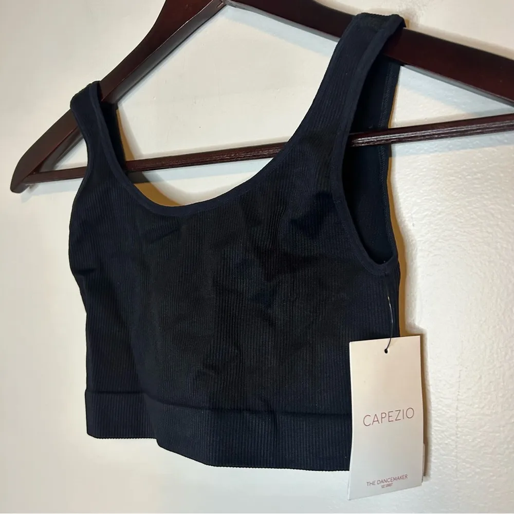 CAPEZIO Black Seamless Ribbed Bra Top Medium/Large Dance Activewear NWT Neutral - Image 3