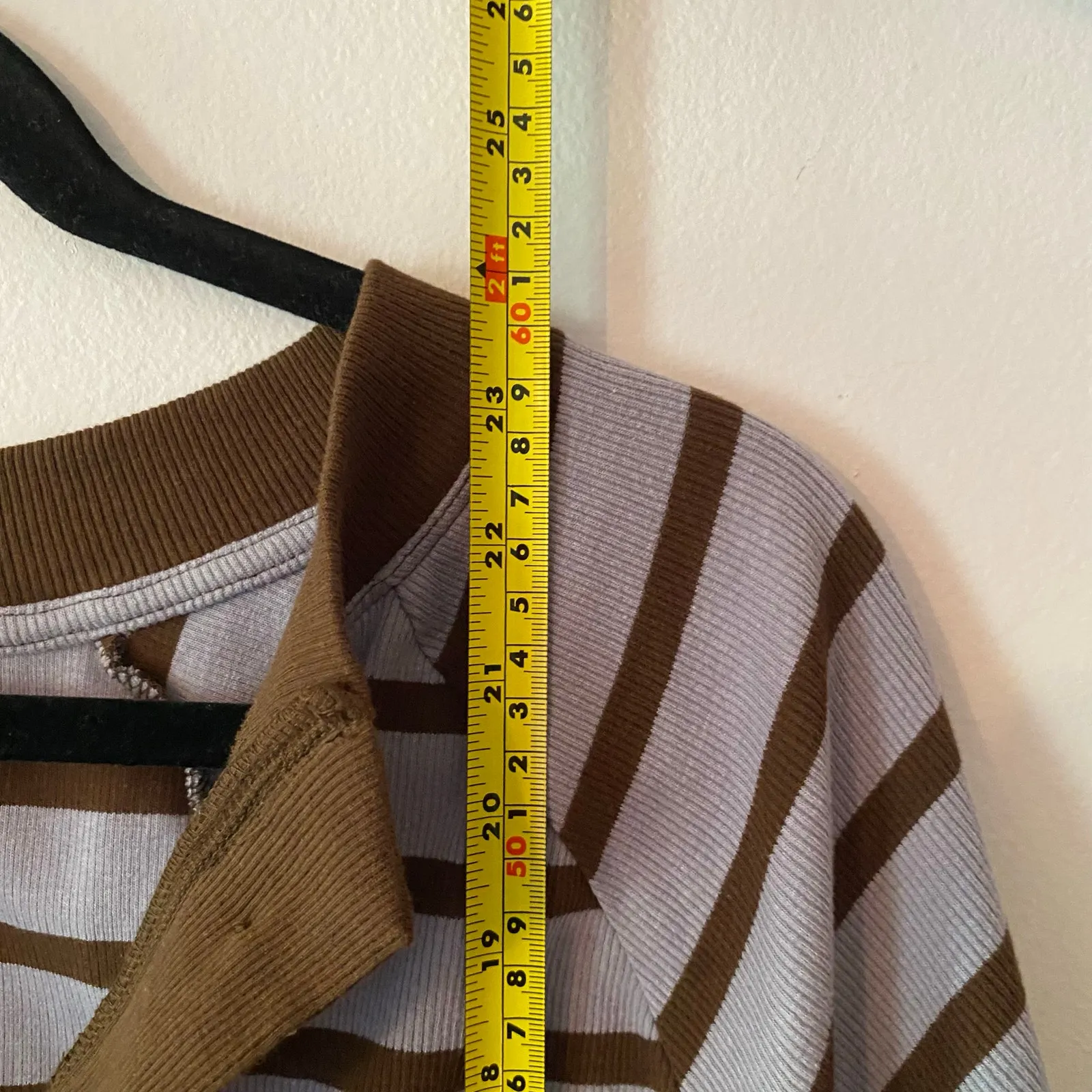 Maeve Purple Brown Stripe Ribbed Short Sleeve Henley Shirt Preppy Sparkle 2X - Image 9