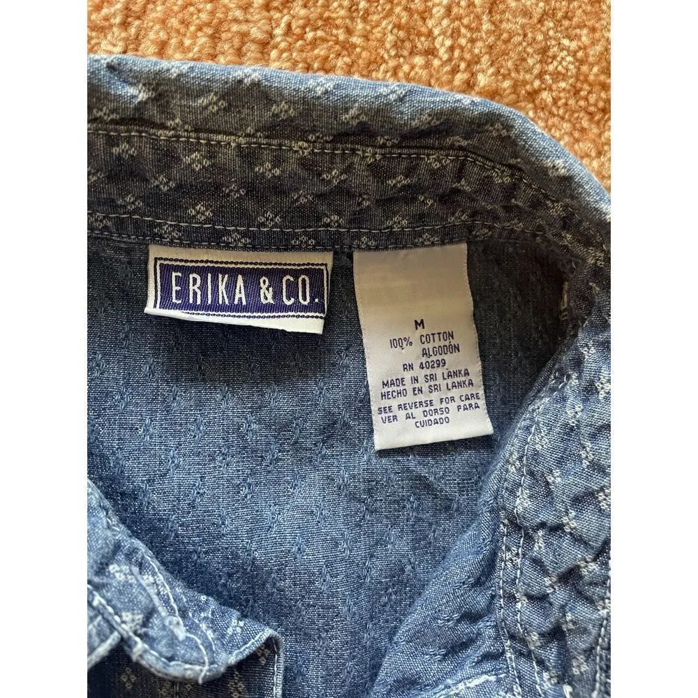 Erika Collection  Blue Denim  Mini  Short Sleeve Cotton Women’s Dress Size M - Image 2