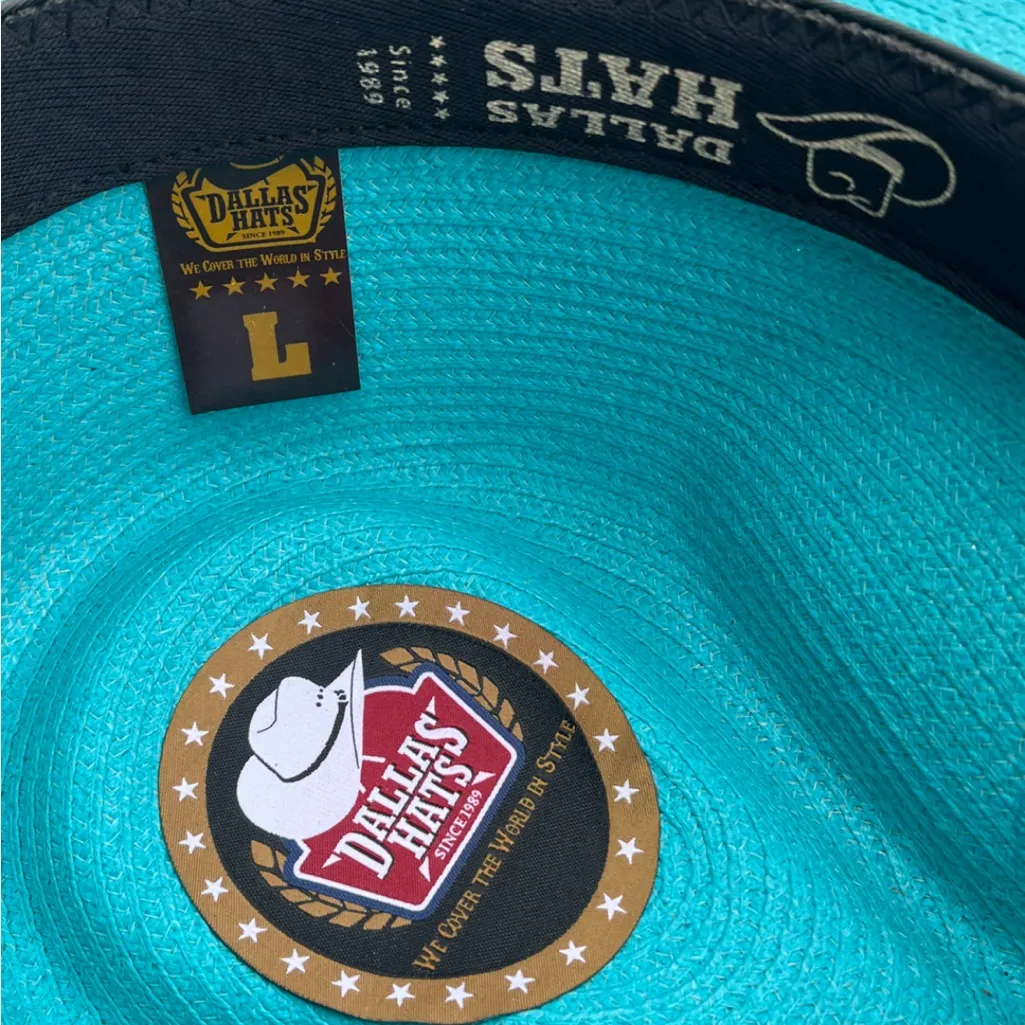 NWOT Dallas Hats Cowboy Turquoise Wide Brim Hat Blue - Image 4