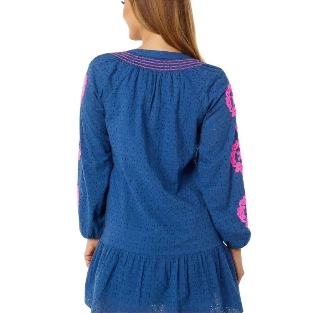 Lilly Pulitzer Lucee Dress, Oyster Bay Navy Bayside Eyelet, Size S Small - Image 4