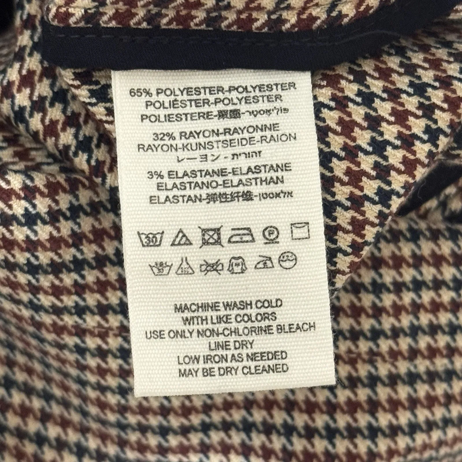 Free People Womens 2 Small Mini Skirt Ruched Plaid Houndstooth Brown Academia‎ - Image 8